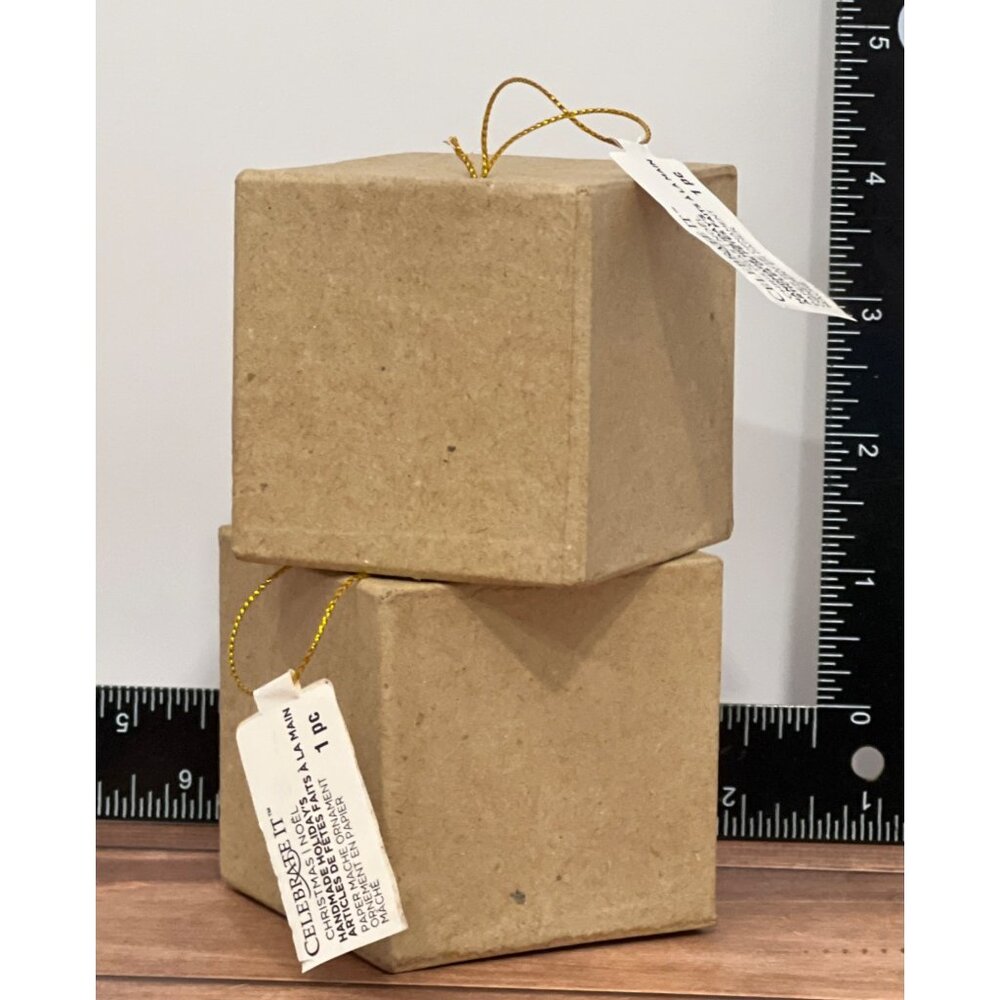 Celebrate It Paper Mache Cube Ornament DIY CHristmas Craft 427707